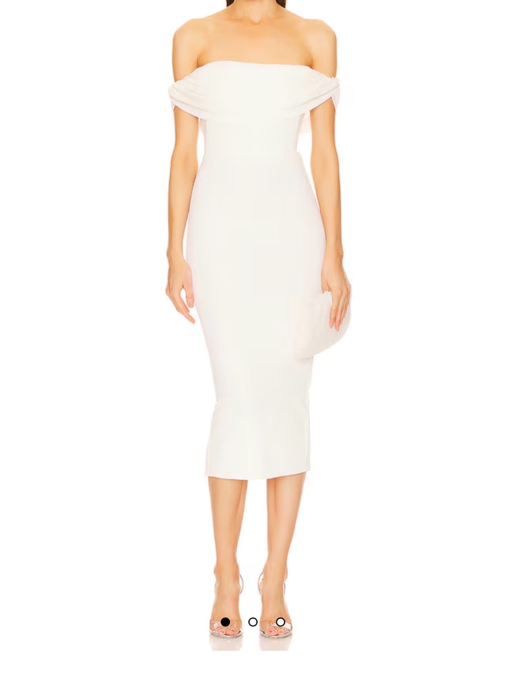 Elegant One-Shoulder White Midi Dress